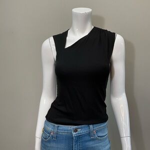 LNA Black Asymmetric Ribbed Tank Top One Shoulder XS